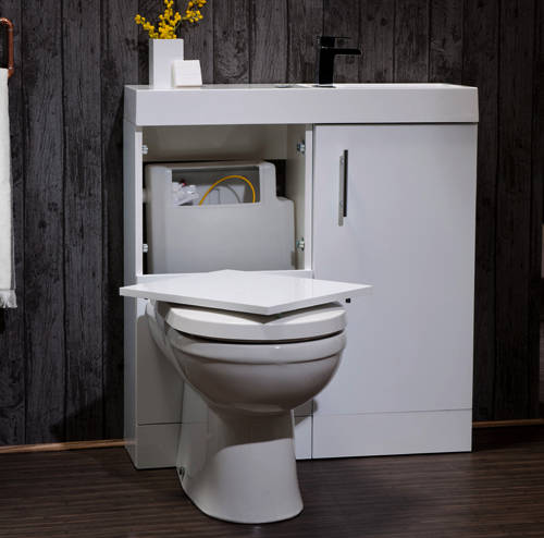 Example image of Italia Furniture Cube Plus Pack With White Vanity, BTW Unit & Basin (RH).