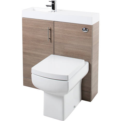 Larger image of Italia Furniture Cube Plus Pack With Oak Vanity, BTW Unit & Basin (LH).