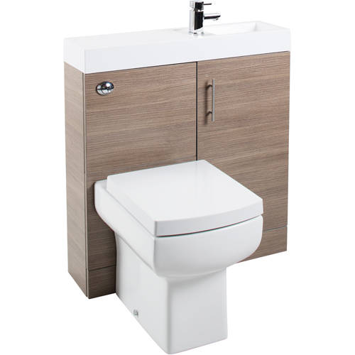 Larger image of Italia Furniture Cube Plus Pack With Oak Vanity, BTW Unit & Basin (RH).