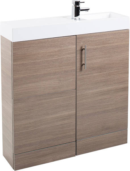 Example image of Italia Furniture Cube Plus Pack With Oak Vanity, BTW Unit & Basin (RH).