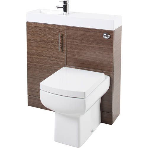 Larger image of Italia Furniture Cube Plus Pack With Walnut Vanity, BTW Unit & Basin (LH).