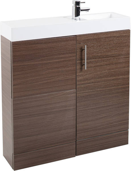 Example image of Italia Furniture Cube Plus Pack With Walnut Vanity, BTW Unit & Basin (RH).