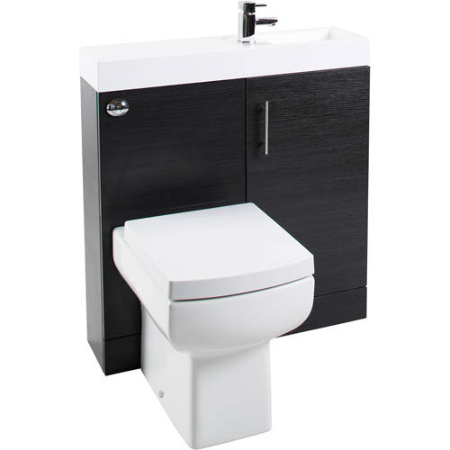 Larger image of Italia Furniture Cube Plus Pack With Black Ash Vanity, BTW Unit & Basin (RH).