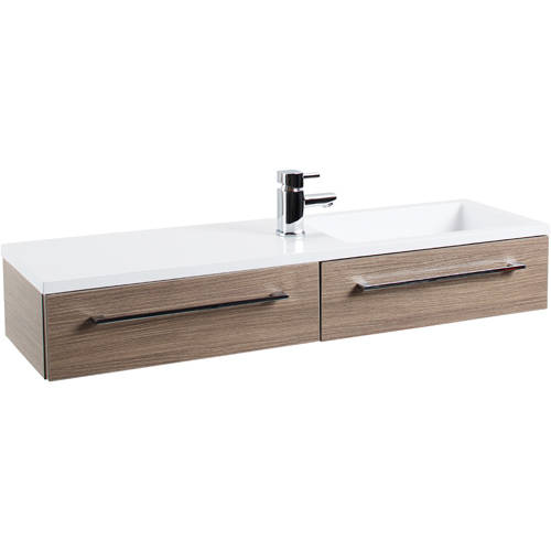 Example image of Italia Furniture 1000mm Vanity Unit With Drawer & Basin (Medium Oak).