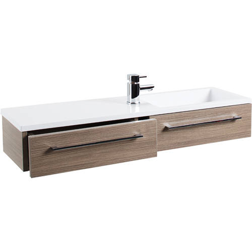 Example image of Italia Furniture 1000mm Vanity Unit With Drawer & Basin (Medium Oak).