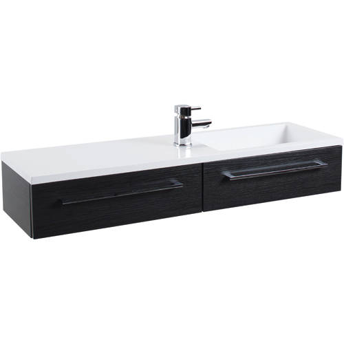 Example image of Italia Furniture 1000mm Vanity Unit With Drawer & Basin (Black Ash).