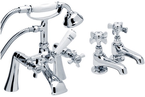 Larger image of Hydra Eton Basin & Bath Shower Mixer Tap Set (Free Shower Kit).