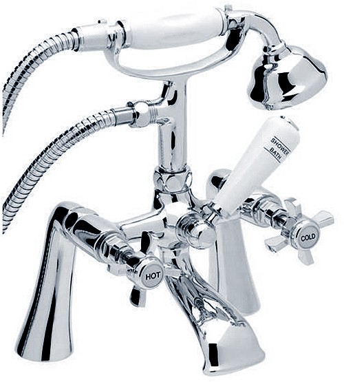 Larger image of Hydra Eton Traditional Bath Shower Mixer Tap With Shower Kit (Chrome).
