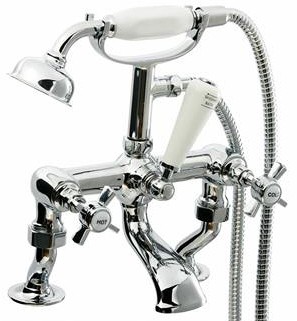 Larger image of Hydra Eton Bath Shower Mixer Tap With Cranked Legs & Shower Kit.
