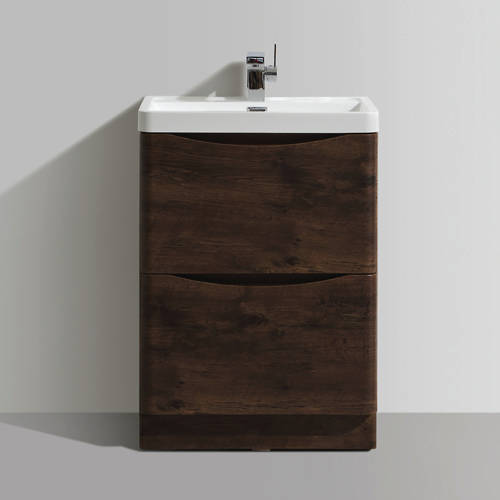 Larger image of Italia Furniture 600mm Vanity Unit With Basin (Chestnut).