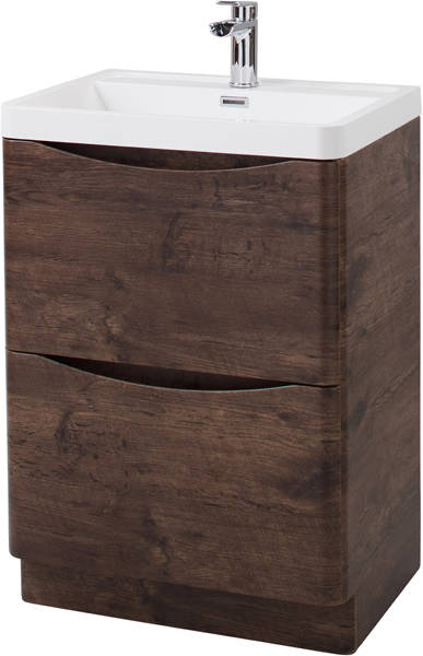 Example image of Italia Furniture 600mm Vanity Unit With Basin (Chestnut).
