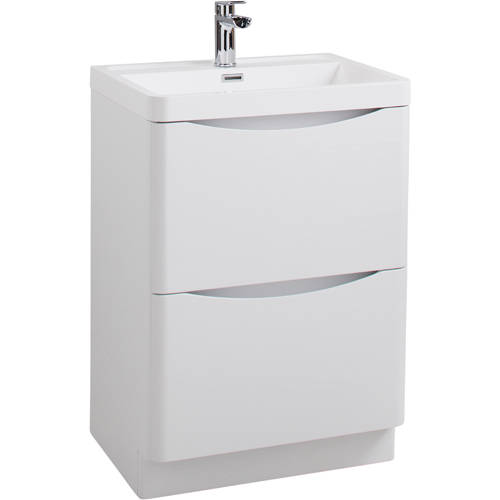 Larger image of Italia Furniture 600mm Vanity Unit With Basin (White Ash).