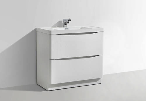 Example image of Italia Furniture 900mm Vanity Unit With Basin (White Ash).