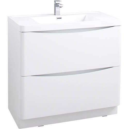 Larger image of Italia Furniture 900mm Vanity Unit With Basin (Gloss White).