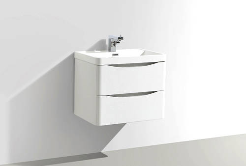 Example image of Italia Furniture 600mm Wall Mounted Vanity Unit With Basin (Gloss White).