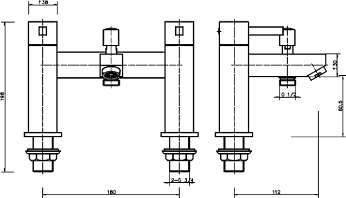 Technical image of Hydra Grange Basin & Bath Shower Mixer Tap Set (Free Shower Kit).