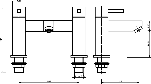 Technical image of Hydra Grange Basin Mixer & Bath Filler Tap Set (Chrome).