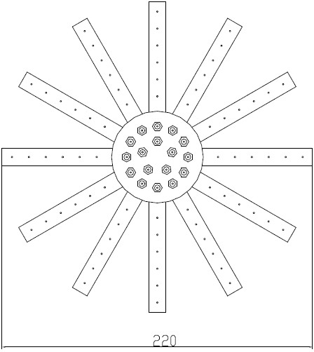 Technical image of Hydra Showers Star Shower Head With Ceiling Mounting Arm (220mm).