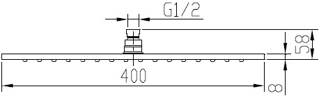 Technical image of Hydra Showers Extra Large Square Shower Head & Arm (400x400mm).