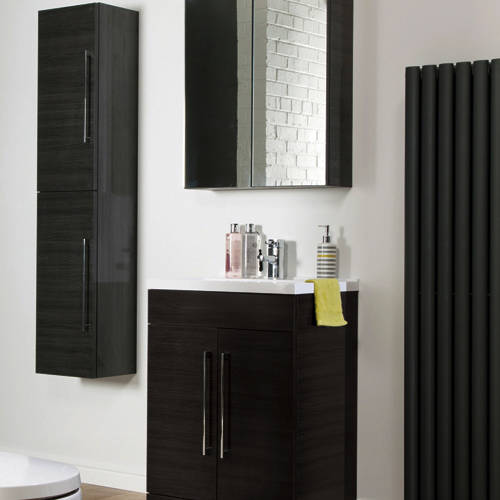 Example image of Italia Furniture Wall Mounted Bathroom Storage Unit (Black).