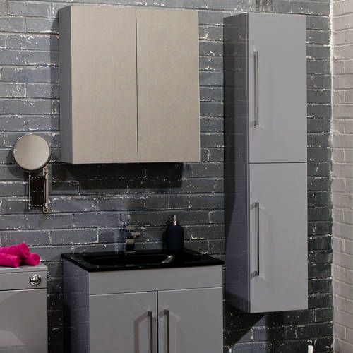 Example image of Italia Furniture Wall Mounted Bathroom Storage Unit (Grey).