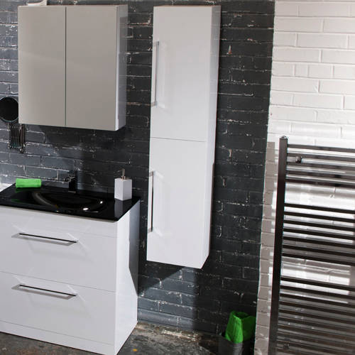 Example image of Italia Furniture Wall Mounted Bathroom Storage Unit (Gloss White).