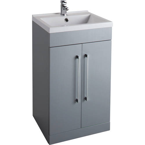 Larger image of Italia Furniture 500mm Vanity Unit With White Basin (Grey).