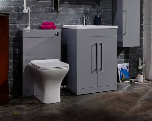 Example image of Italia Furniture 500mm Vanity Unit With White Basin (Grey).