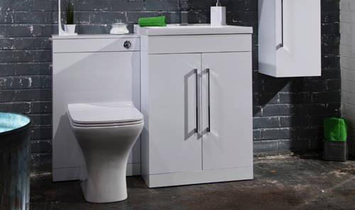 Example image of Italia Furniture 500mm Vanity Unit With White Basin (Gloss White).