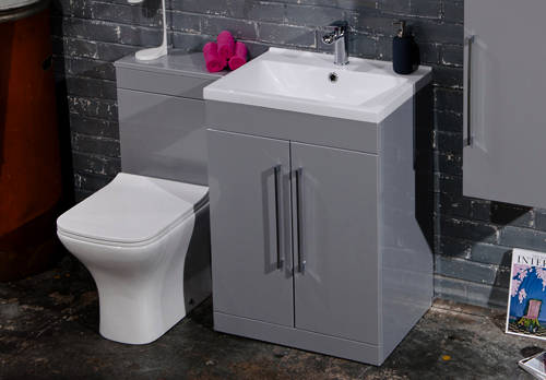 Example image of Italia Furniture 600mm Vanity Unit With White Basin (Grey).