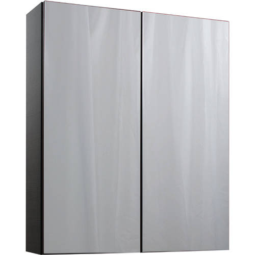 Larger image of Italia Furniture 2 Door Mirror Bathroom Cabinet 600mm (Black).