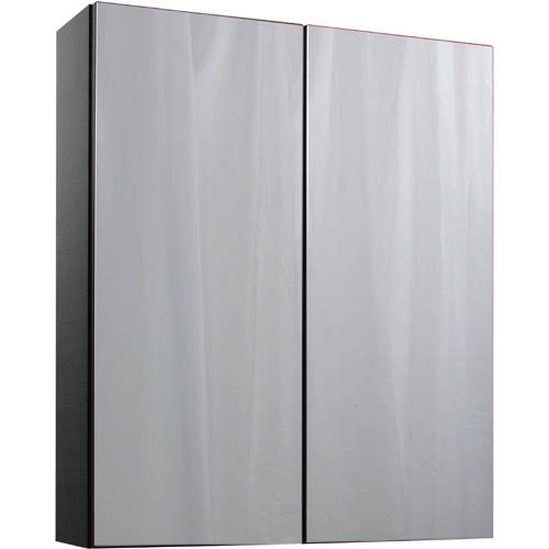 Larger image of Italia Furniture 2 Door Mirror Bathroom Cabinet 600mm (Black).