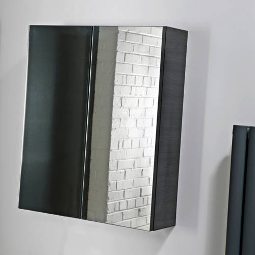 Example image of Italia Furniture 2 Door Mirror Bathroom Cabinet 600mm (Black).