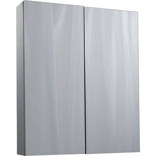Larger image of Italia Furniture 2 Door Mirror Bathroom Cabinet 600mm (Grey).