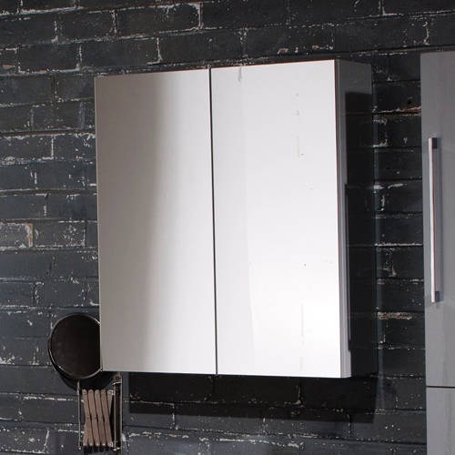 Example image of Italia Furniture 2 Door Mirror Bathroom Cabinet 600mm (Grey).
