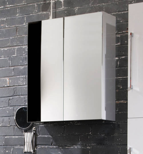 Example image of Italia Furniture 2 Door Mirror Bathroom Cabinet 600mm (Gloss White).