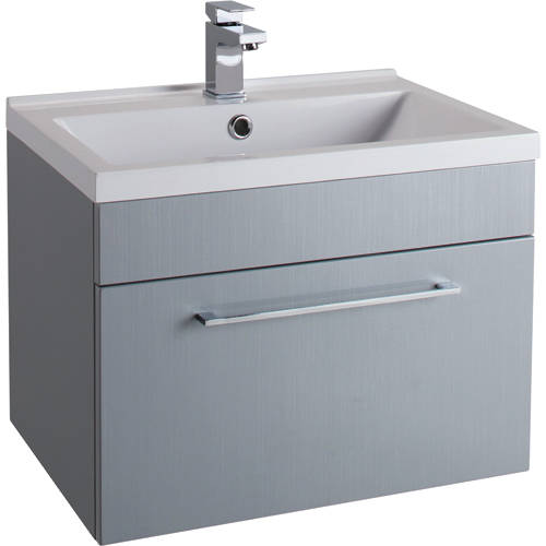 Larger image of Italia Furniture 600mm Vanity Unit With Drawer & White Basin (Grey).