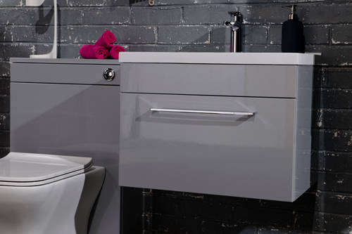 Example image of Italia Furniture 600mm Vanity Unit With Drawer & White Basin (Grey).