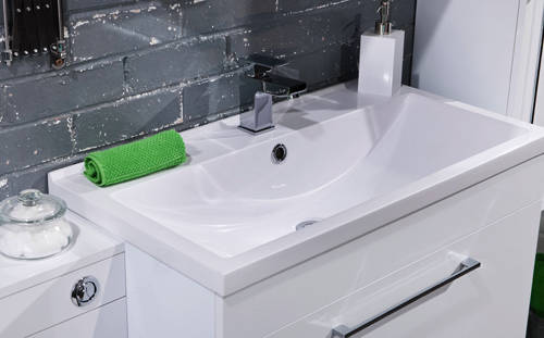 Example image of Italia Furniture 600mm Vanity Unit With Drawer & White Basin (Gloss White).