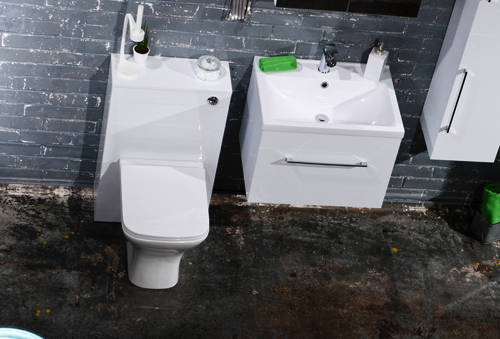 Example image of Italia Furniture 600mm Vanity Unit With Drawer & White Basin (Gloss White).