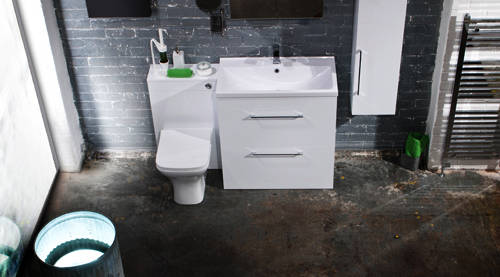 Example image of Italia Furniture 800mm Vanity Unit With Drawers & White Basin (Gloss White).