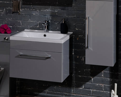 Example image of Italia Furniture 800mm Vanity Unit With Drawer & White Basin (Grey).