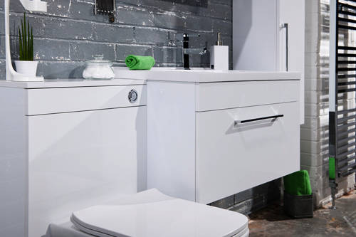 Example image of Italia Furniture 800mm Vanity Unit With Drawer & White Basin (Gloss White).