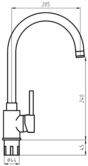 Technical image of Hydra Chloe Kitchen Tap With Swivel Spout (Brushed Steel).