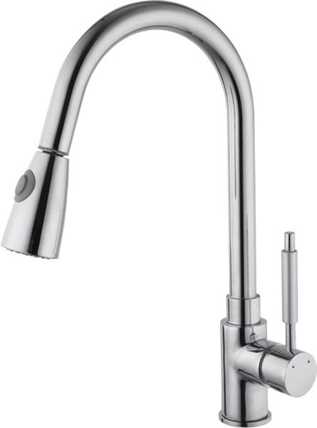 Larger image of Hydra Lily Kitchen Tap With Pull Out Spray Rinser (Chrome).