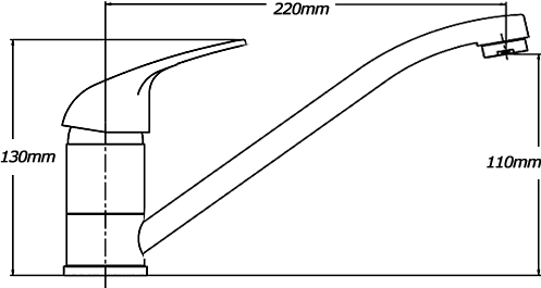 Technical image of Hydra Kitchen tap with swivel spout and single lever handle.