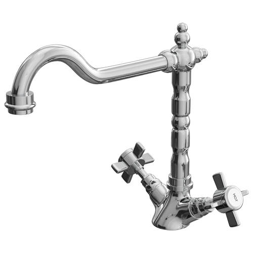 Larger image of Hydra Classic Kitchen Tap With Cross Head Handles (Chrome).