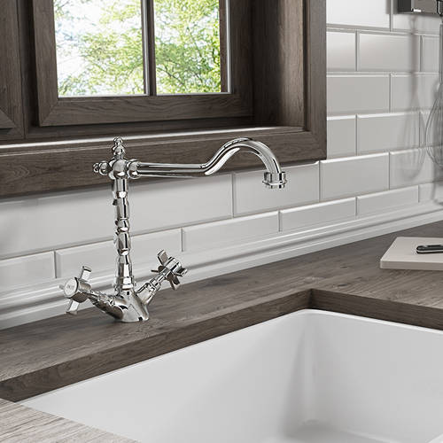 Example image of Hydra Classic Kitchen Tap With Cross Head Handles (Chrome).
