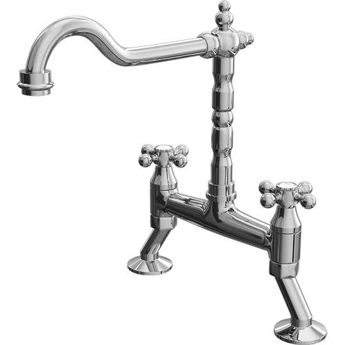 Larger image of Hydra Cranked Classic Kitchen Tap With Capstan Head Handles (Chrome).