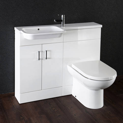 Larger image of Italia Furniture Ria Combi Pack With Vanity, BTW Unit & Basin (LH, Gloss White).